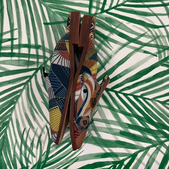 Inkkas Cyprus Colorful Boho Art to Wear Slide Mules Size 7 - Picture 6 of 7